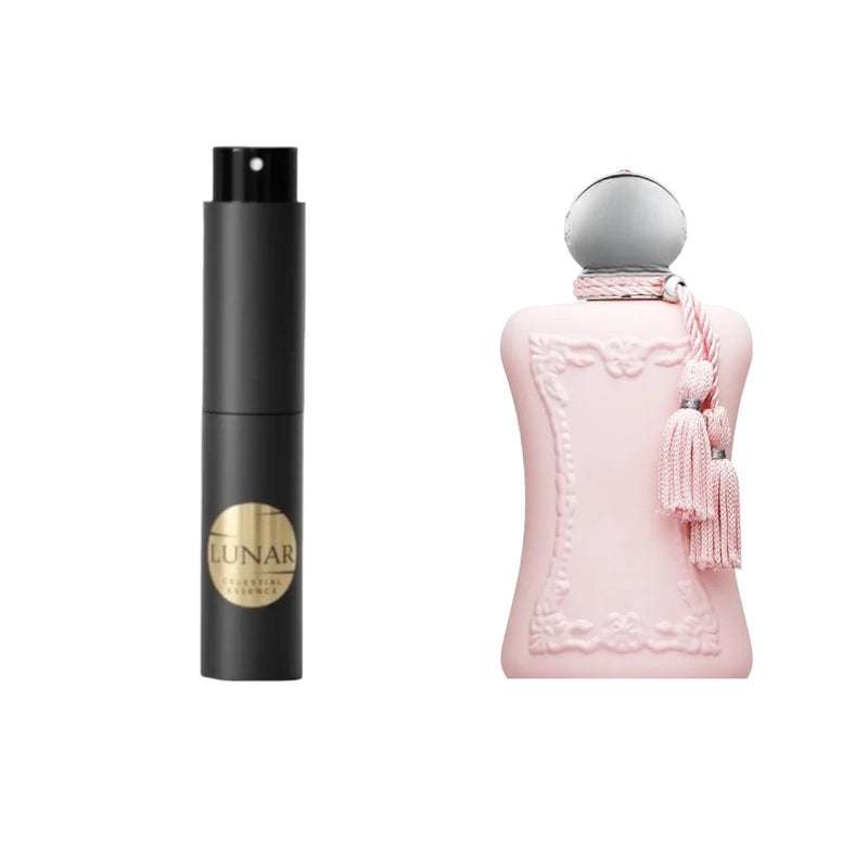 Women’s eau de parfum 10 ml set: black spray bottle and pink embossed bottle with tassel