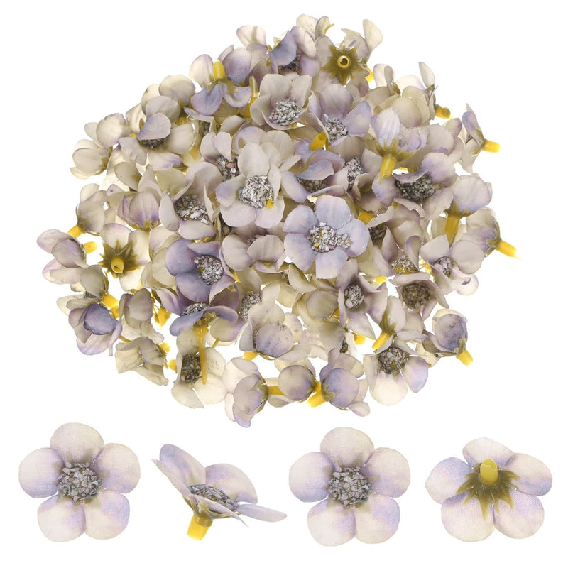 50-Pack Artificial Flower Heads, Mini Silk Faux Daisy Flowers DIY [Gray Purple] Daisies