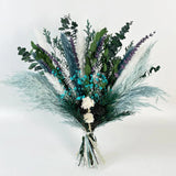 Dried Flower Bouquet 17" Teal Pampas Eucalyptus Lavender Boho Rustic Decor Pampas Grass