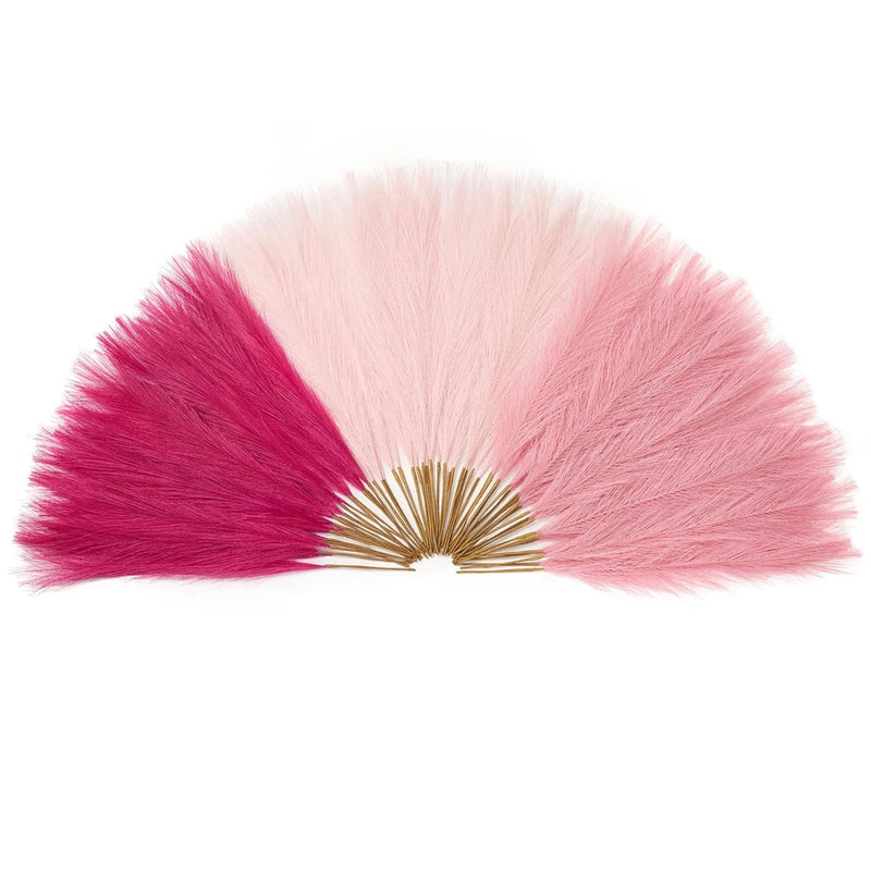 60Pcs Hot Pink & Blush & Pink Pampas Grass Decor, 17.7'' Faux Pampas Grass, A... Pampas Grass