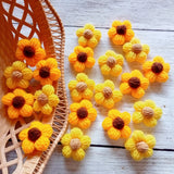 20 pcs Crochet Puff Flowers Sunflower Handmade DIY Craft 3.5 cm Sunflower