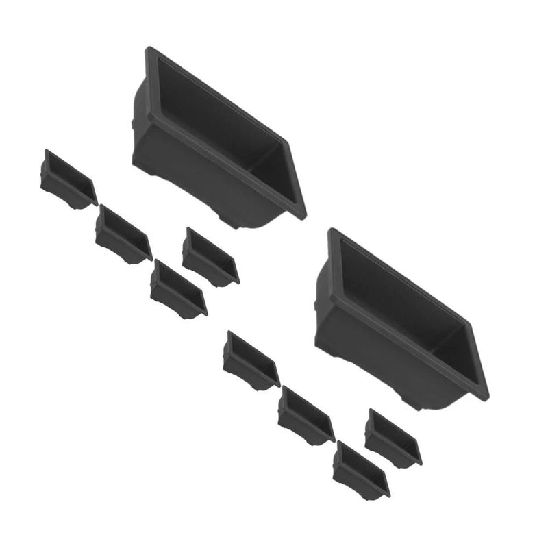 Set of 2 plastic planter containers, black rectangular pots
