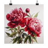 Red Peonies Flower Art Print, Red Flower Painting, Flower DŽcor 02 Peony