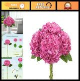 4Pcs Realistic Pink Hydrangea Flowers - Faux Latex 19.68" Stems for Weddings, Ho Hydrangea