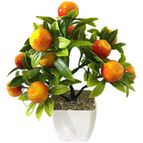 Fake Green Fruit Tree Bonsai Artificial Potted Plant 22cm for Indoor Home Decor Green Plant