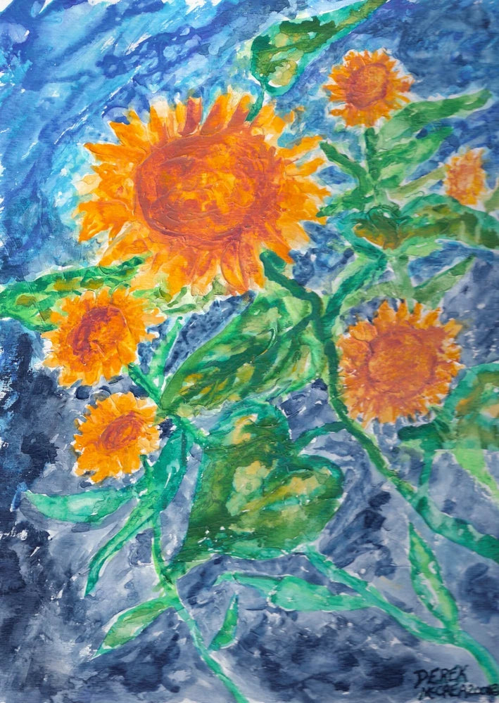 Sunflowers modern abstract flower art print watercolor painting sunflower Sunflower