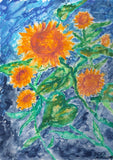 Sunflowers modern abstract flower art print watercolor painting sunflower Sunflower