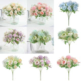 7 Heads Artificial Flowers Silk Peony Bouquet Fake Rose Wedding Home Party Decor Hydrangea