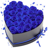 VEVOR Forever Flowers 27 Preserved Roses Heart Box Eternal Bouquet Royal Blue Roses