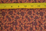 By 1/2 Yd, Tan Rust Brown Calico on Burgundy, Thimbleberries/Northern Lights,B85 Flowering Plants