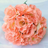 PEACH 12" tall Velvet Roses ARTIFICIAL FLOWERS Bouquet Wedding Party Decorations Bouquet