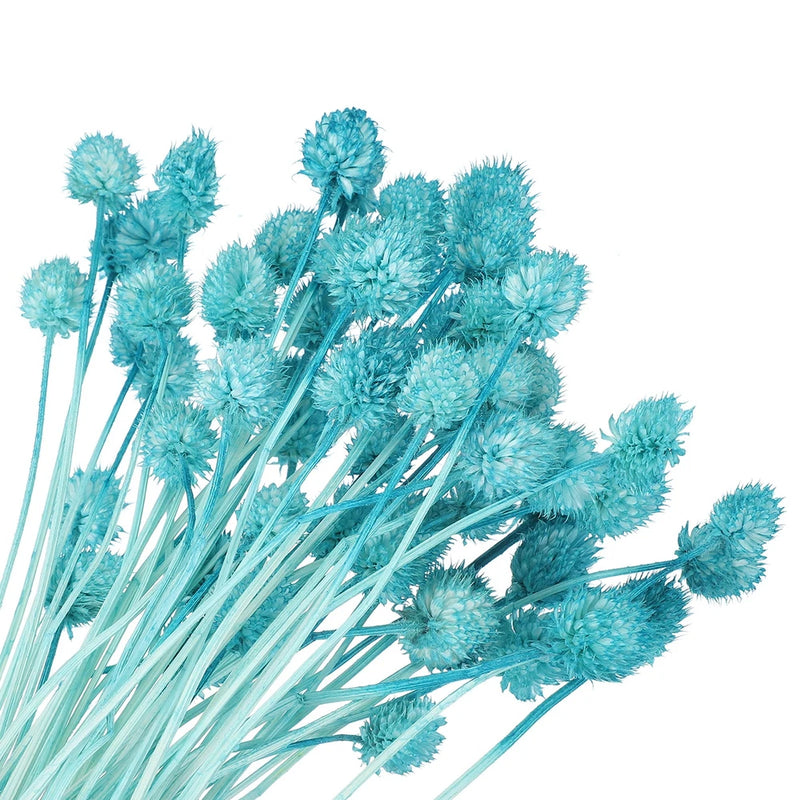 60 Pcs 16 Inch Dried Flowers for Vase Mini Pine Ball Flowers Blue(Stem) Dried Flower