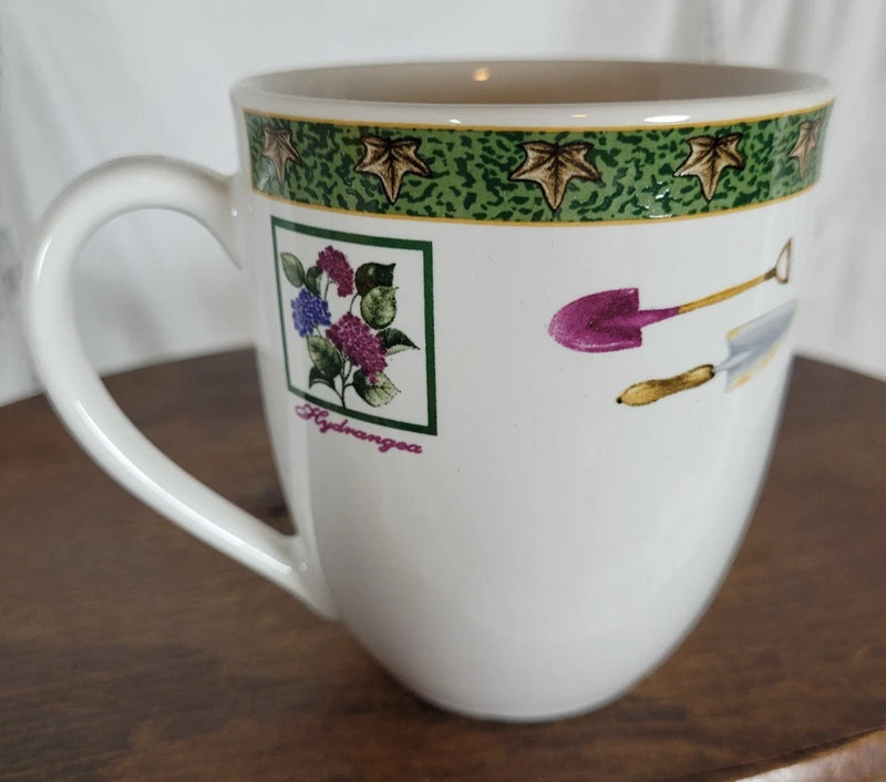 Royal Norfolk Rnf11a Mug Green Band with Ivy Leaves Orchid Magnolia Hydrangea Hydrangea