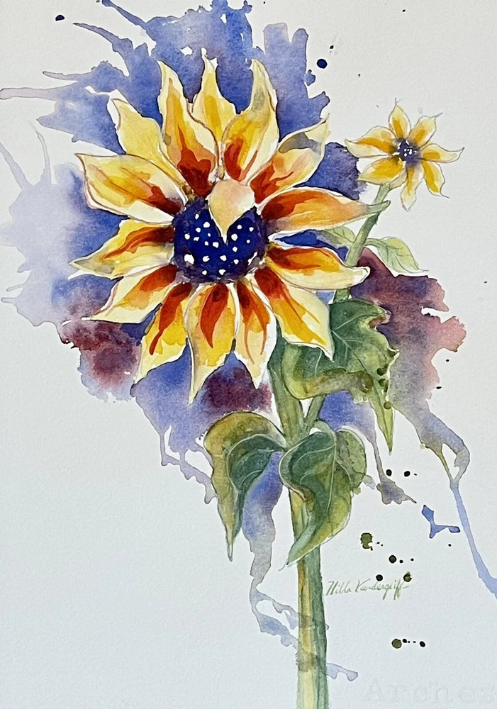 Sunflowers Original Watercolor Painting Sunflower