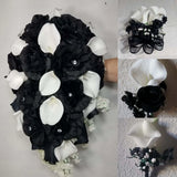 Black White Rose Calla Lily Bridal Wedding Bouquet Accessories Bouquet