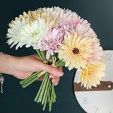 6-piece autumn fake tea, silk flowers, autumn, artificial plastic daisy-gerbera Daisies