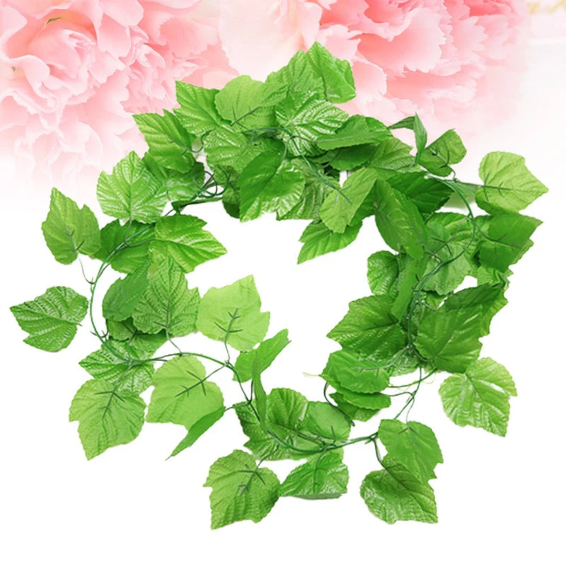 Set of 12 faux green vine leaves for indoor room decor greenery