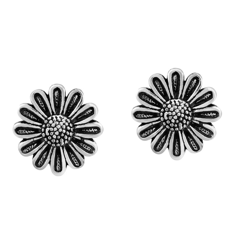 Sweet Sunflower in Full Bloom Sterling Silver Stud Earrings Sunflower