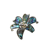 Gold Plated Abalone Shell Cubic Zirconia Lily Flower Brooch Pin Lily