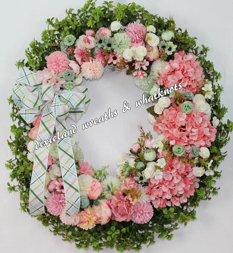 HYDRANGEA WREATH, SPRING WREATH, SUMMER WREATH, FRONT DOOR WREATH, FLORAL WREATH Hydrangea