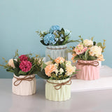 Artificial Flower Simulation Hydrangea Flower with Flower Pot Fake Potted Plant Hydrangea