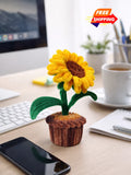 Handmade Pipe Cleaner Chenille Single Sunflower & leaves on a vase | Table decor Sunflower