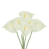 6Pcs 13" Artificial Anthurium Lily Flowers Floral Bouquet Decor, Beige Lily