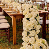Bridal 12ft Voluminous White Hydrangea flowers Table Garland Runner Decoration Hydrangea