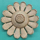 Vintage Sarah Coventry Sunflower Textured Brooch Large Goldtone 3
