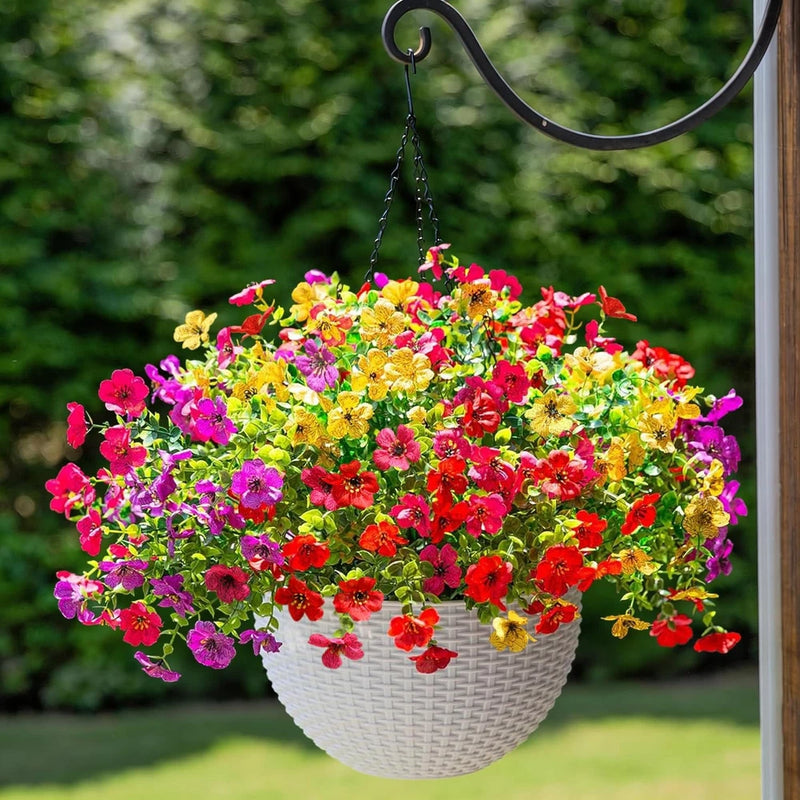 Artificial Faux Hanging Plants Flowers Basket for Outdoor Outside Spring Summ... Flowering Plants