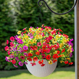 Artificial Faux Hanging Plants Flowers Basket for Outdoor Outside Spring Summ... Flowering Plants