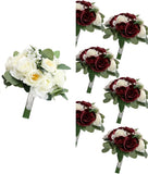 Elegant Wedding Bouquet Set: Bride & 6 Bridesmaid Bouquets Bouquet