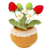 5.8" Knitting Crochet Flowers Potted Plants Artificial Strawberry Handmade Fl... Sunflower