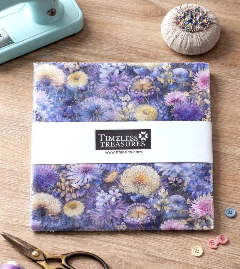 Timeless Treasures Mystic Meadow 10" Squares Cotton Fabric Bundle Flowering Plants