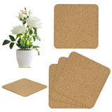4-Pack Cork Plant Coasters, 4.1 in Square Cork Plant Mats for Garden [Wood Tone] Garden Plants
