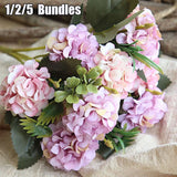 10 Heads Artificial Hydrangea Flowers Silk Bouquet UV Resistant In/Outdoor Decor Hydrangea