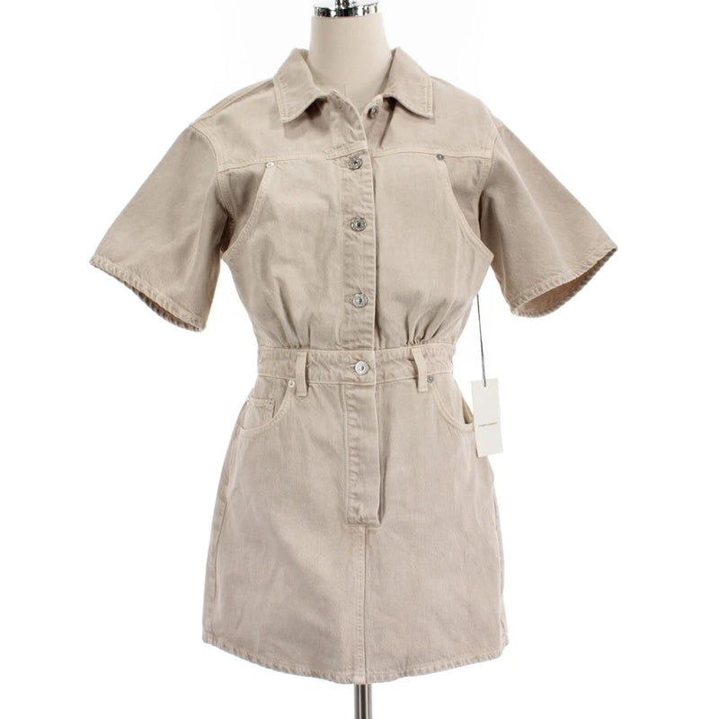 Citizens of Humanity NWT Lucie Denim Mini Dress Size S in Pampas Grass (Beige) Pampas Grass