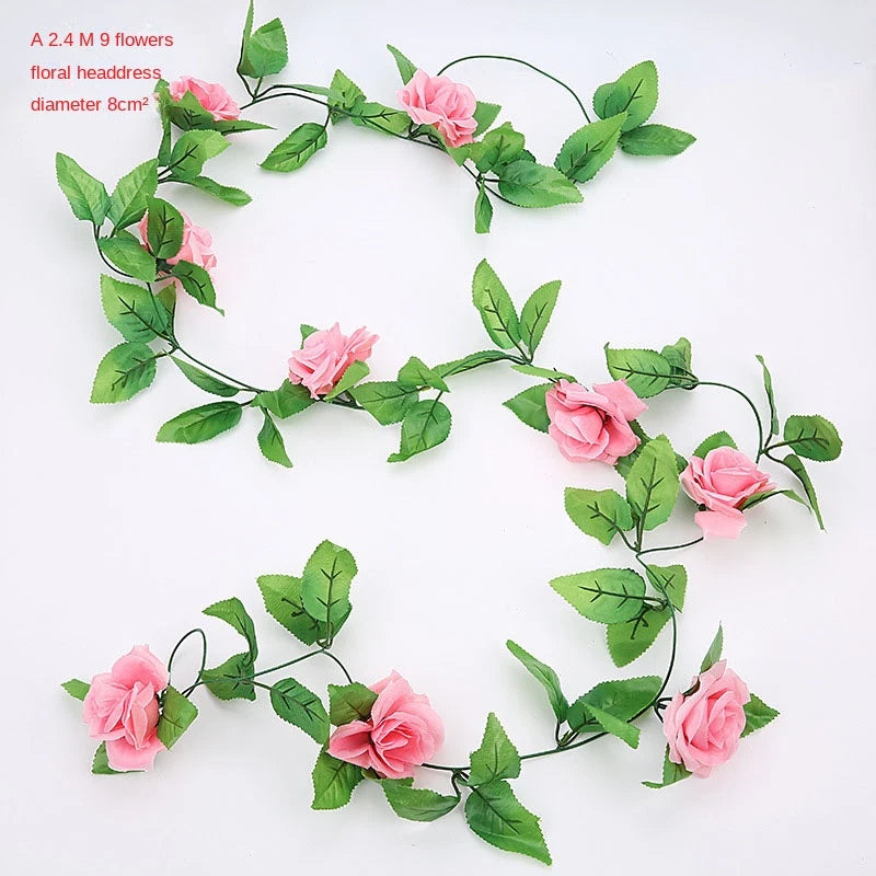 Artificial rose vines, green leaves, party decorations, Christmas decorations Green Plant
