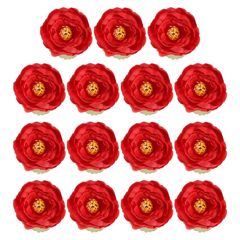 30Pcs Artificial Flower Head Fake Flowers Heads Bulk Silk Peony Heads Red Peony