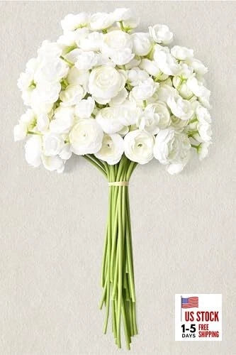 Ranunculus Artificial Flowers 14In Fake Peonies Artificial Flowers 18Pcs White Ranunculus