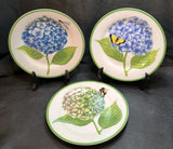 Set of 3 American Atelier at Home Hydrangea Luncheon Plates 7.5 in Hydrangea