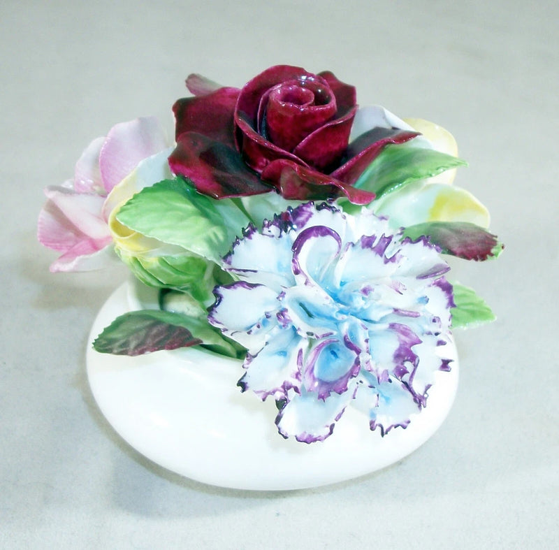 ROYAL DOULTON Bone China Mini Flower Bouquet Base, Bright Roses & Carnation 2.5" Carnation