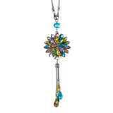 Car Pendant Multicolor Rhinestone Sun Flower Pattern Rear View Mirror Ornament Sunflower