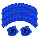 100pcs Eternal Roses Petals, Premade Satin Ribbon Flowers, Dark Blue Bouquet