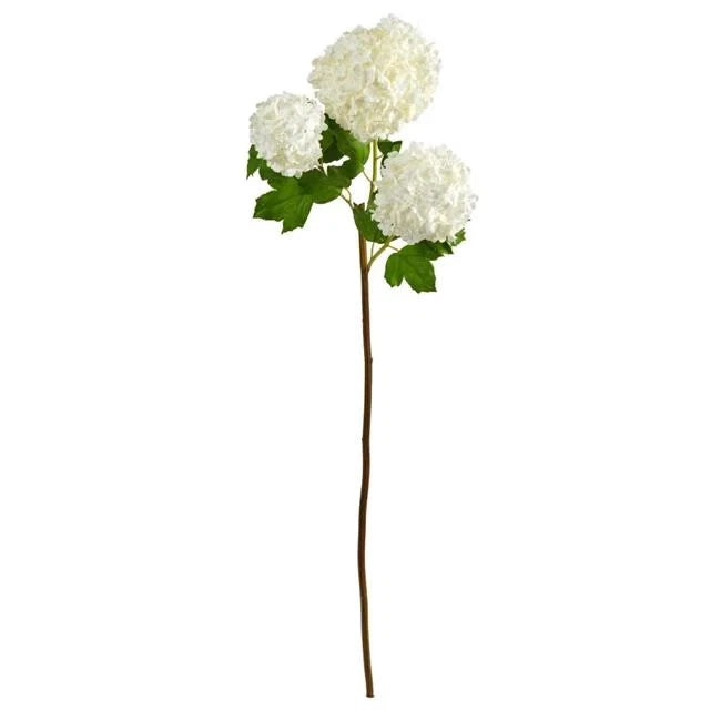 Nearly Natural 2384-S2-WW 33 in. Snowball Hydrangea Artificial Flower - Set of 2 Hydrangea