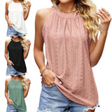 Women Tank Tops Loose Fits Summer Lace Halter Neck Tops Sleeveless Shirts S~2XL Roses