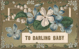 Babies Floral Greeting DARLING BABY with Violets Lilies of the Valley Vintage Lily