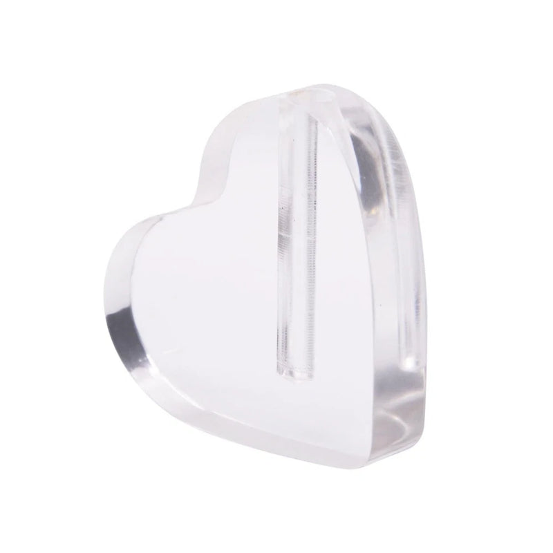 Clear heart-shaped acrylic display stand