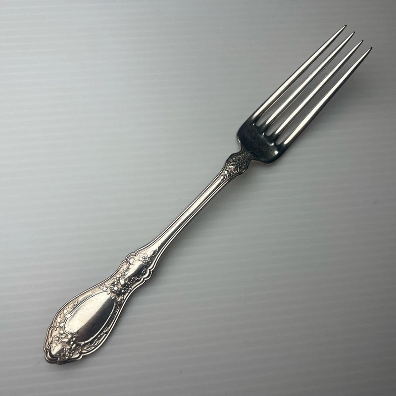 Heritage Rose engraved triple silver plate dinner fork with four tines