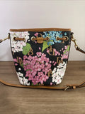 Dooney & Bourke Black Hydrangea Small Drawstring Handbag Purse NWOT Hydrangea